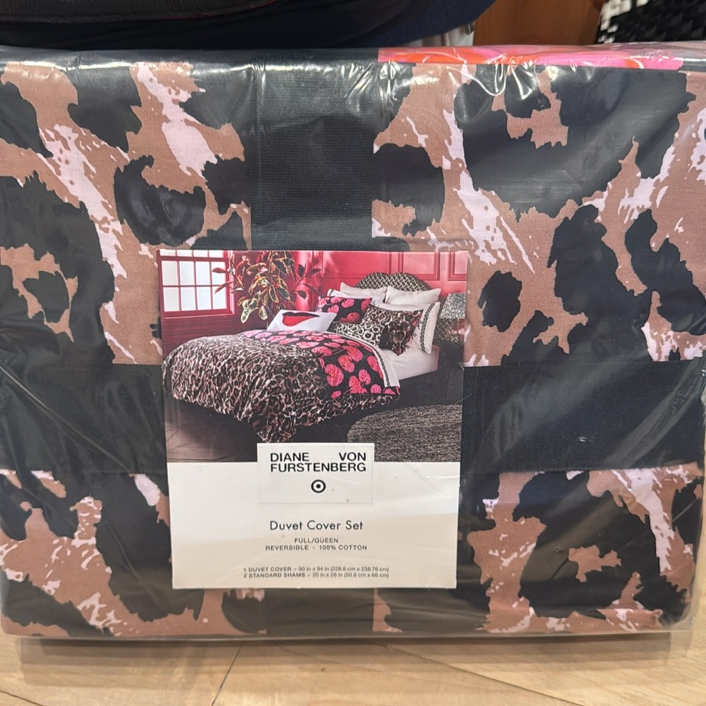 Target Diane Von Furstenberg Duvet Cover Set NEW Full Queen Leopard Floral